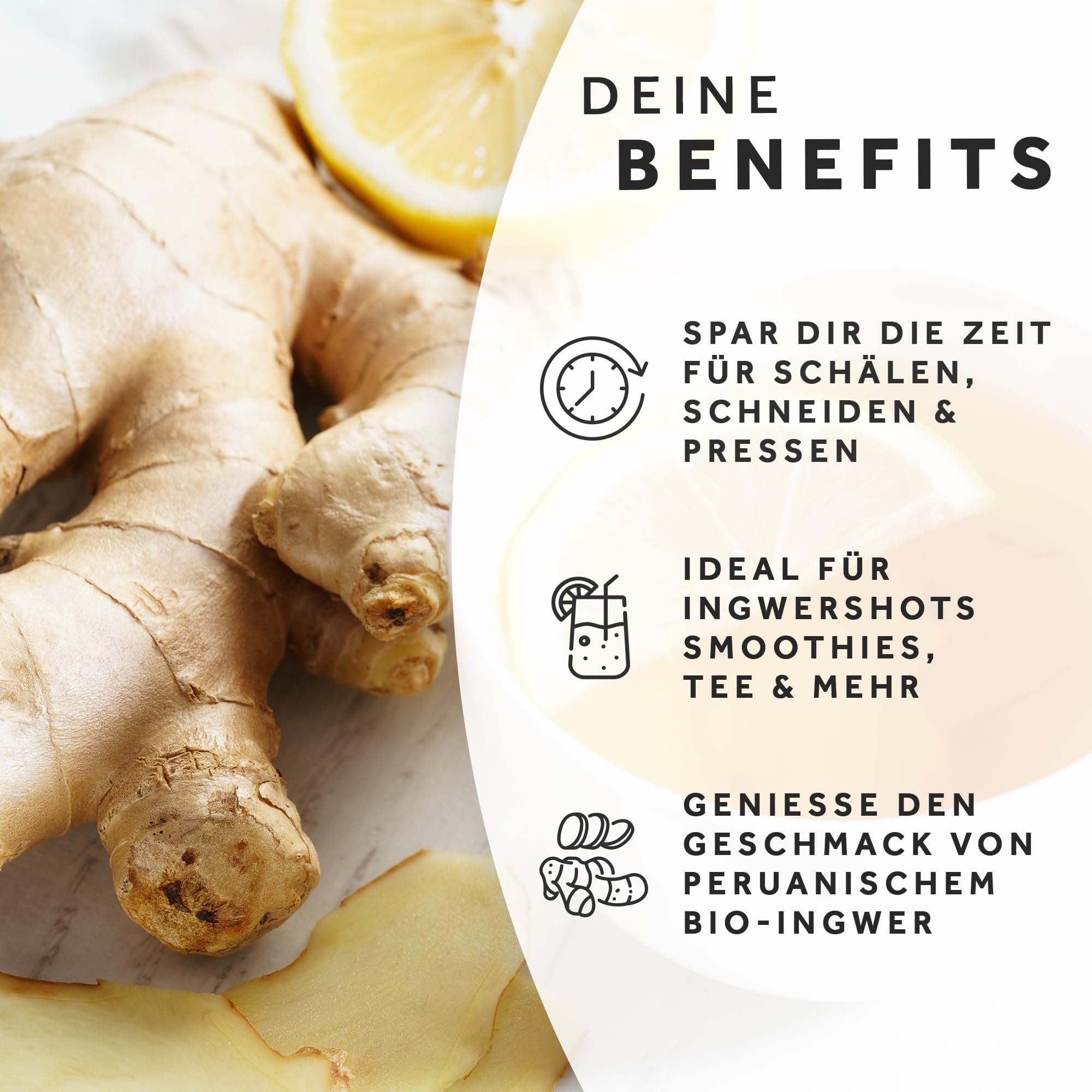 Bergblut Bio Ingwer Konzentrat – 500 ml Ingwerkonzentrat ohne Stücke mit Bio Zitronen & Limettensaft | Geeignet als scharfe Würze, Limonade & Ingwer Shot | Vegan & ohne Zucker oder Zusätze