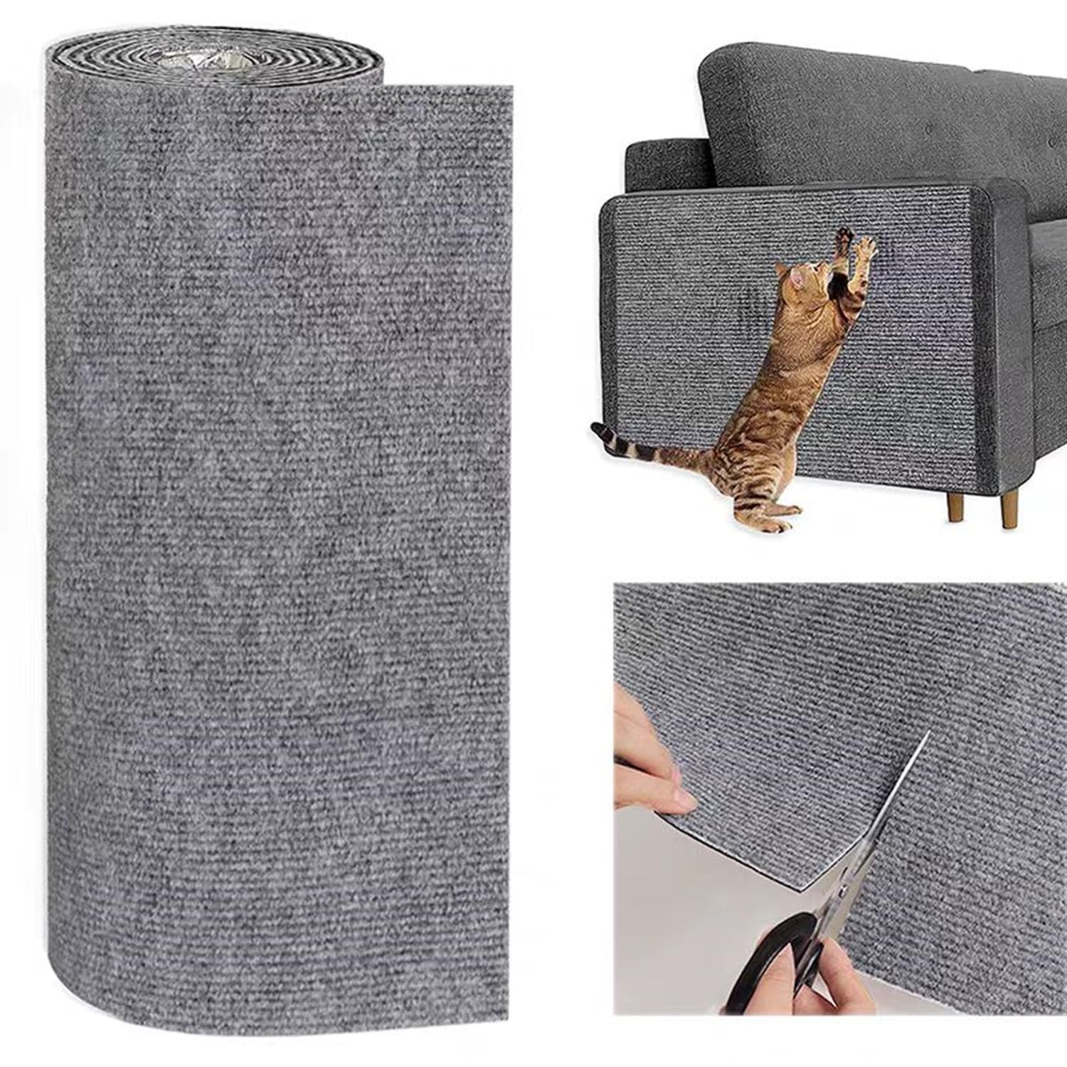 SHENGOCASE 157.5"x15.8" Trimmable Self-Adhesive Carpet Mat Pad Replacement for Cat Tree Shelf Shelves, Cat Wall Furniture Steps, Carpet Scratching