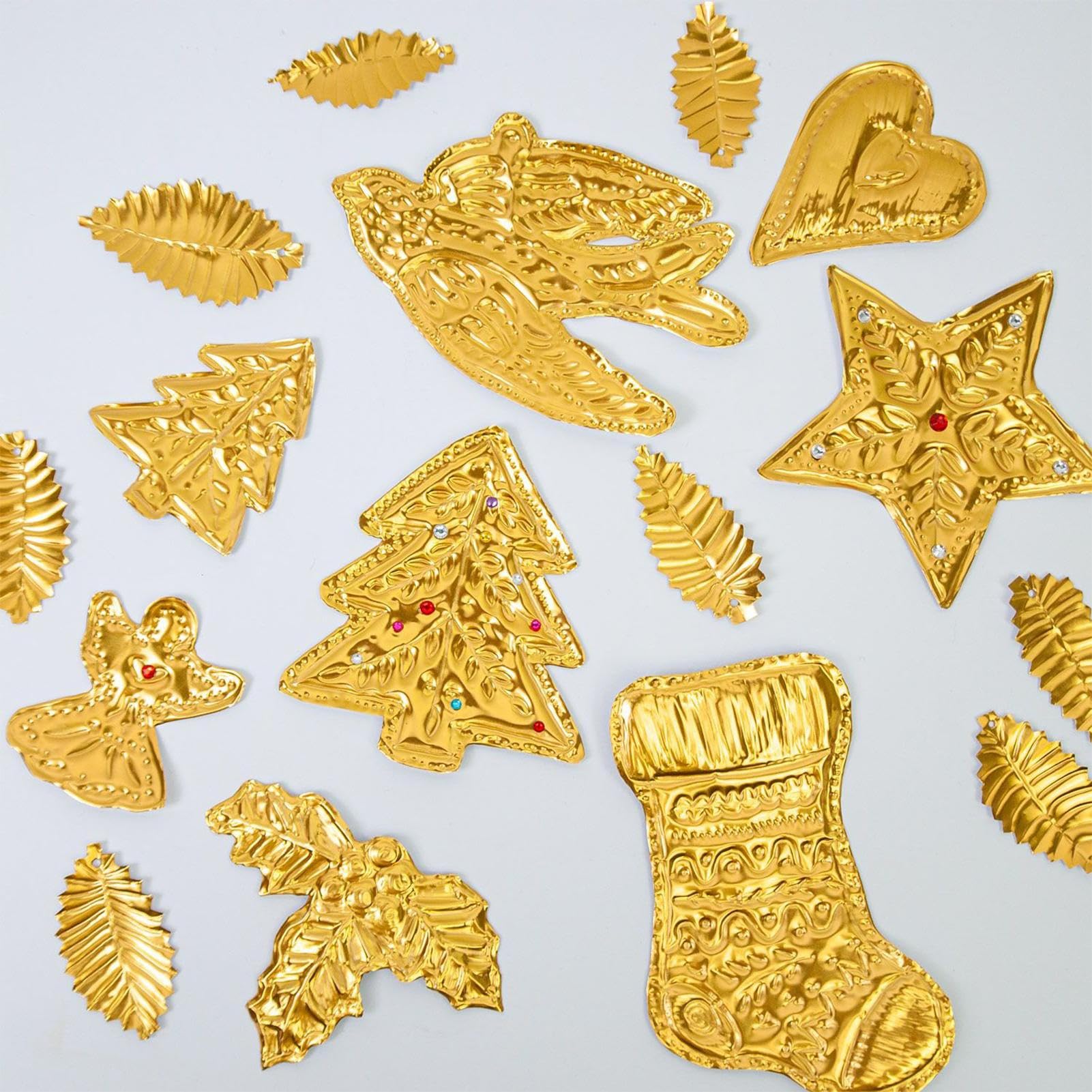 Lámina de aluminio para manualidades, 10 láminas de metal en relieve, lámina dorada para manualidades para niños y adultos, para proyectos de arte, decoración navideña