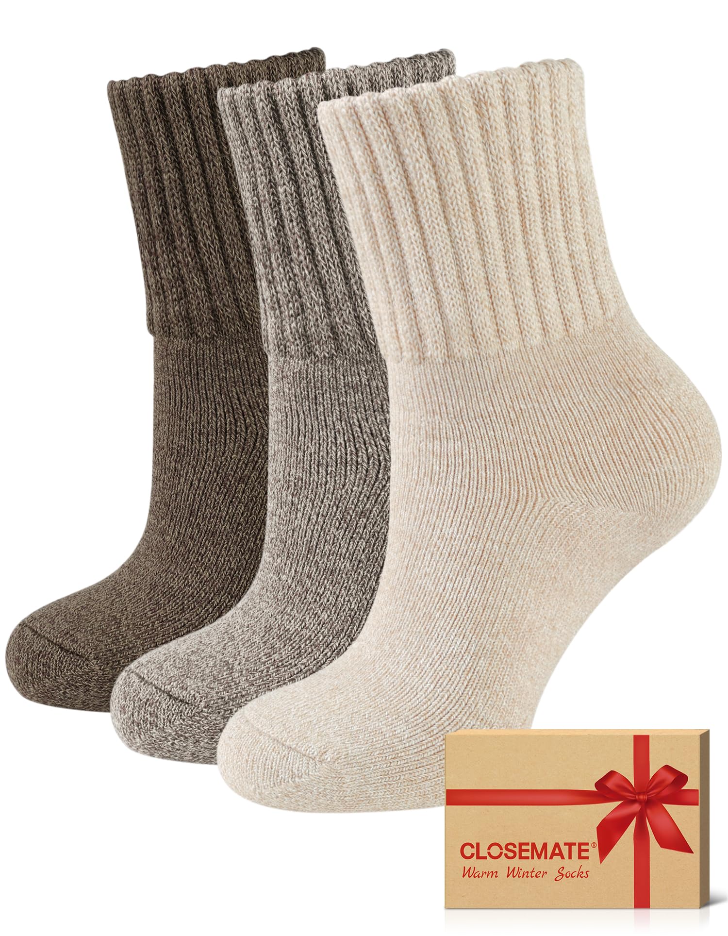 CLOSEMATE 3 Paia Calzini Spugna Termici Donna Invernali Morbidi Antigelo Calze Spesse per Sport e Casa con Taglie