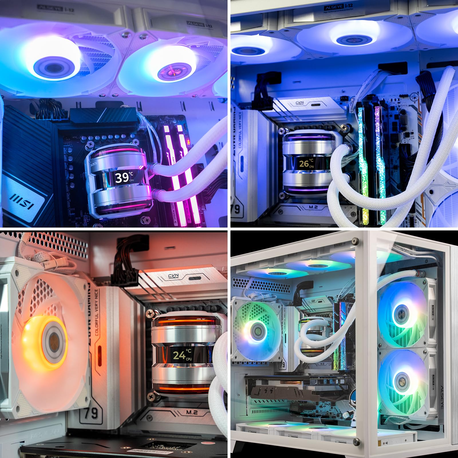 Infinity i360 Sistema de refrigeración de agua – Radiador de 14.173 in, bombas LED duales, pantalla de temperatura, ventiladores ARGB y PWM de 0.118 x 4.724 in, funcionamiento de bajo ruido, 5