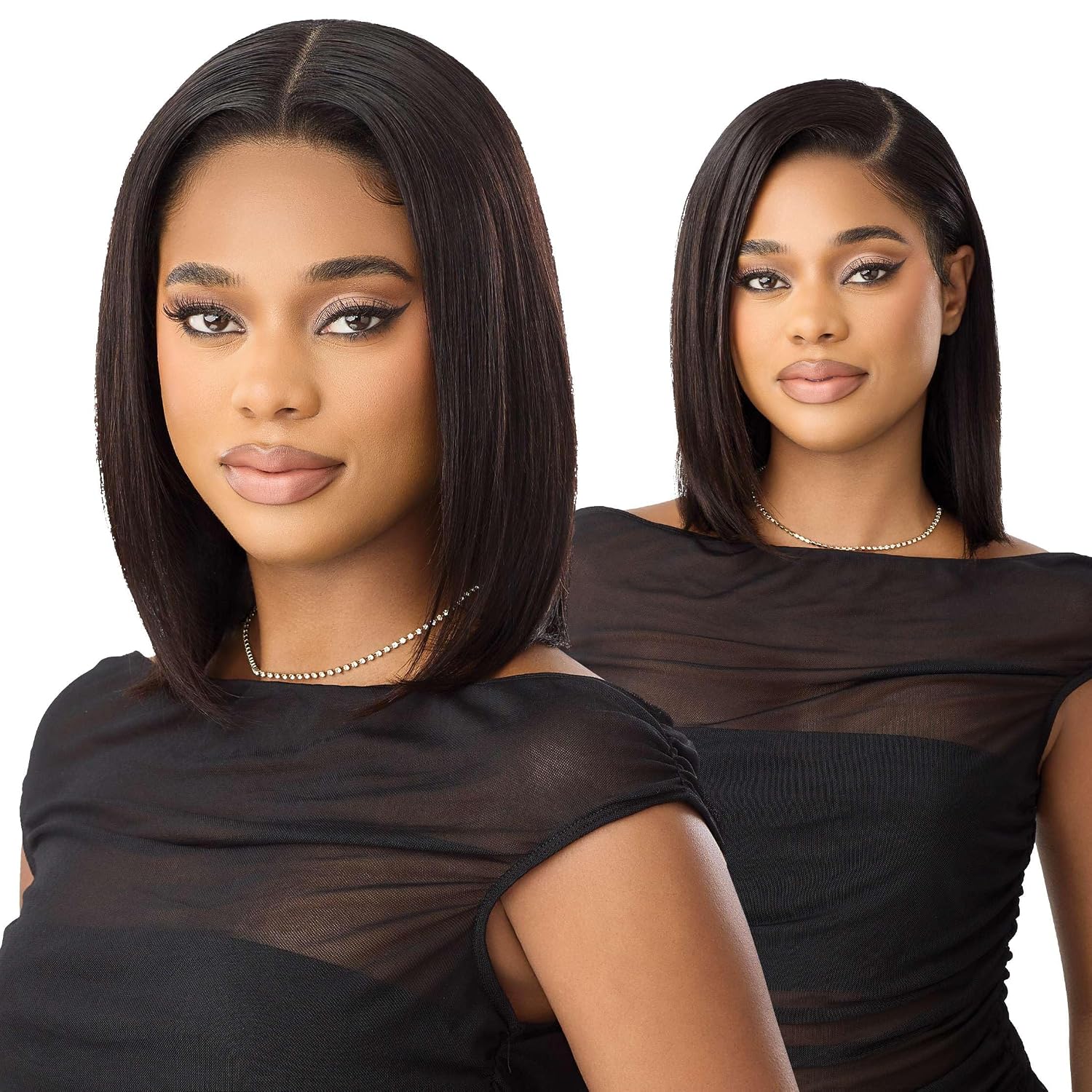 Outre Mytresses Black - Lace Frontal Wig 13X4 - Human Hair - Virgin Straight Bob 12" (NATURAL)