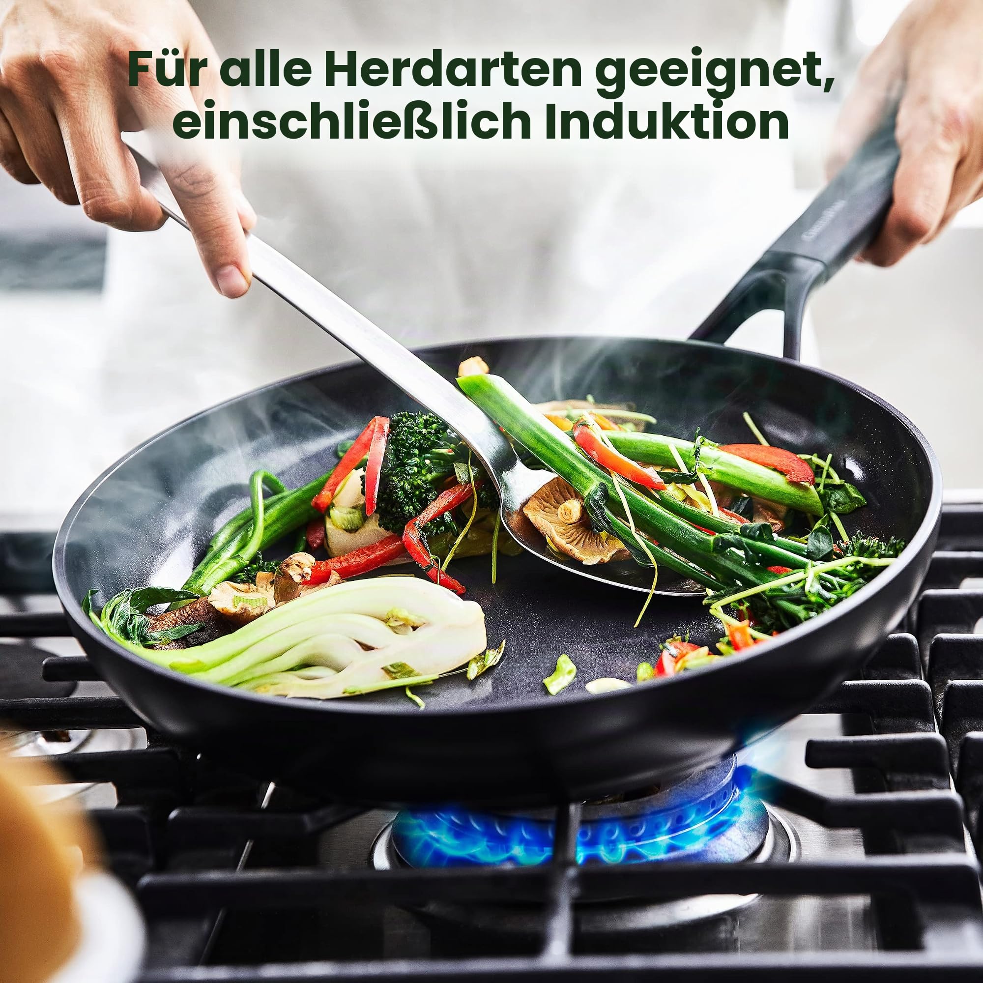 GreenPan SmartShape Gesunde 28 cm Keramik Antihaft Bratpfanne, PFAS-frei, Induktionsgeeignet, Backofengeeignet, Spülmaschinengeeignet, Schwarz