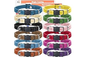 GAMUDA Velvet Cat Collar – Super Soft Whelping Kitten ID - Adjustable Breakaway Litter Collars