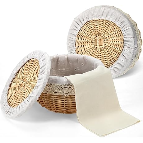10 Inches Tortilla Warmer, 2 Cotton Towel Cloth Handcrafted Rattan Tortilla Holder...