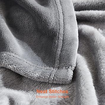 EHEYCIGA Fleece Blanket Grey Throws for Sofas Fluffy Warm Soft Blanket for Bed Settees Armchairs، Fit All Season، Double Size، 150x200cm