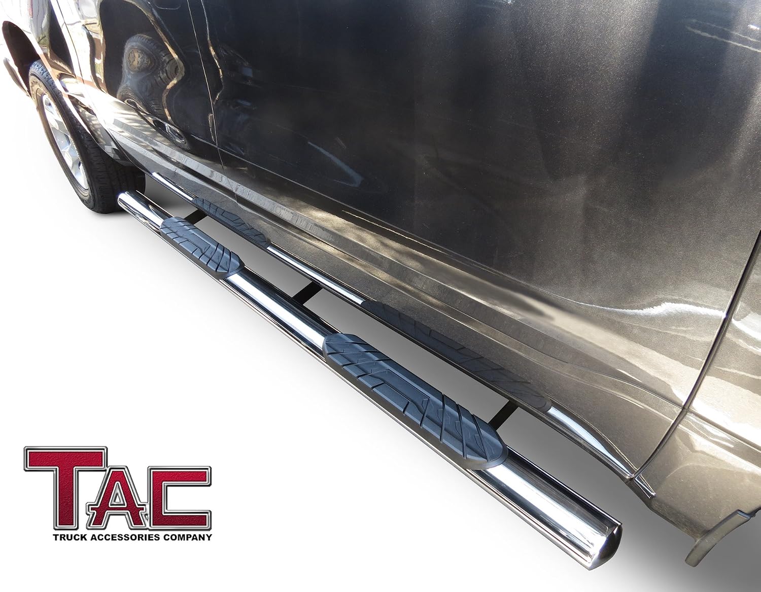 TAC Side Steps Running Boards Compatible with 2002-2008 Dodge Ram 1500 Quad Cab / 2003-2009 Dodge Ram 2500/3500 Quad Cab Pickup Truck 4" Oval Tube Stainless Steel Side Bars Nerf Bars 2 Pieces