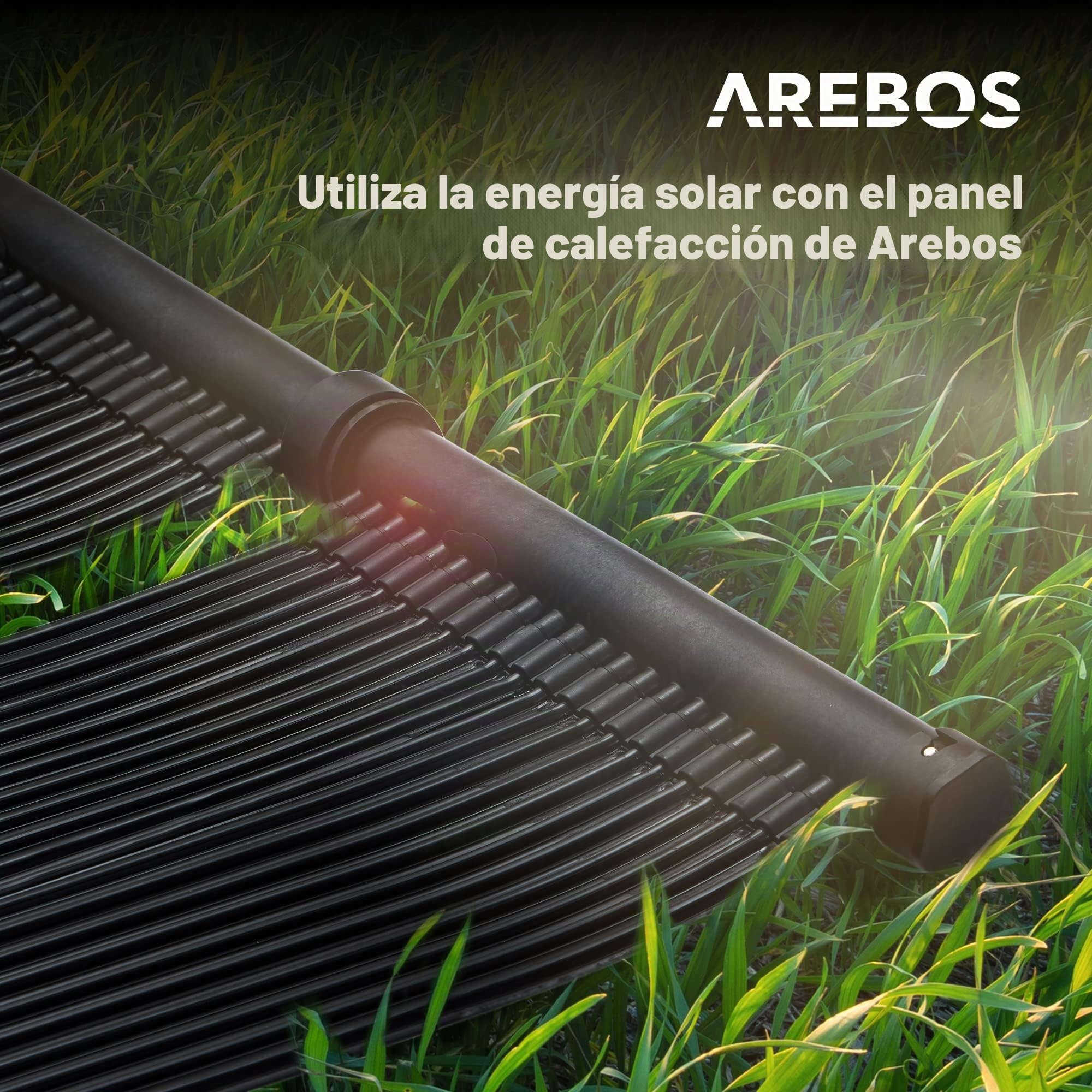 Arebos 2X Calentador de Agua Solar | colector Solar | Calentador de Piscina | Colchoneta Solar | Absorbedor Solar | 300 x 132 cm | Plástico Resistente a los Rayos UV | Incl. Conjunto de derivación