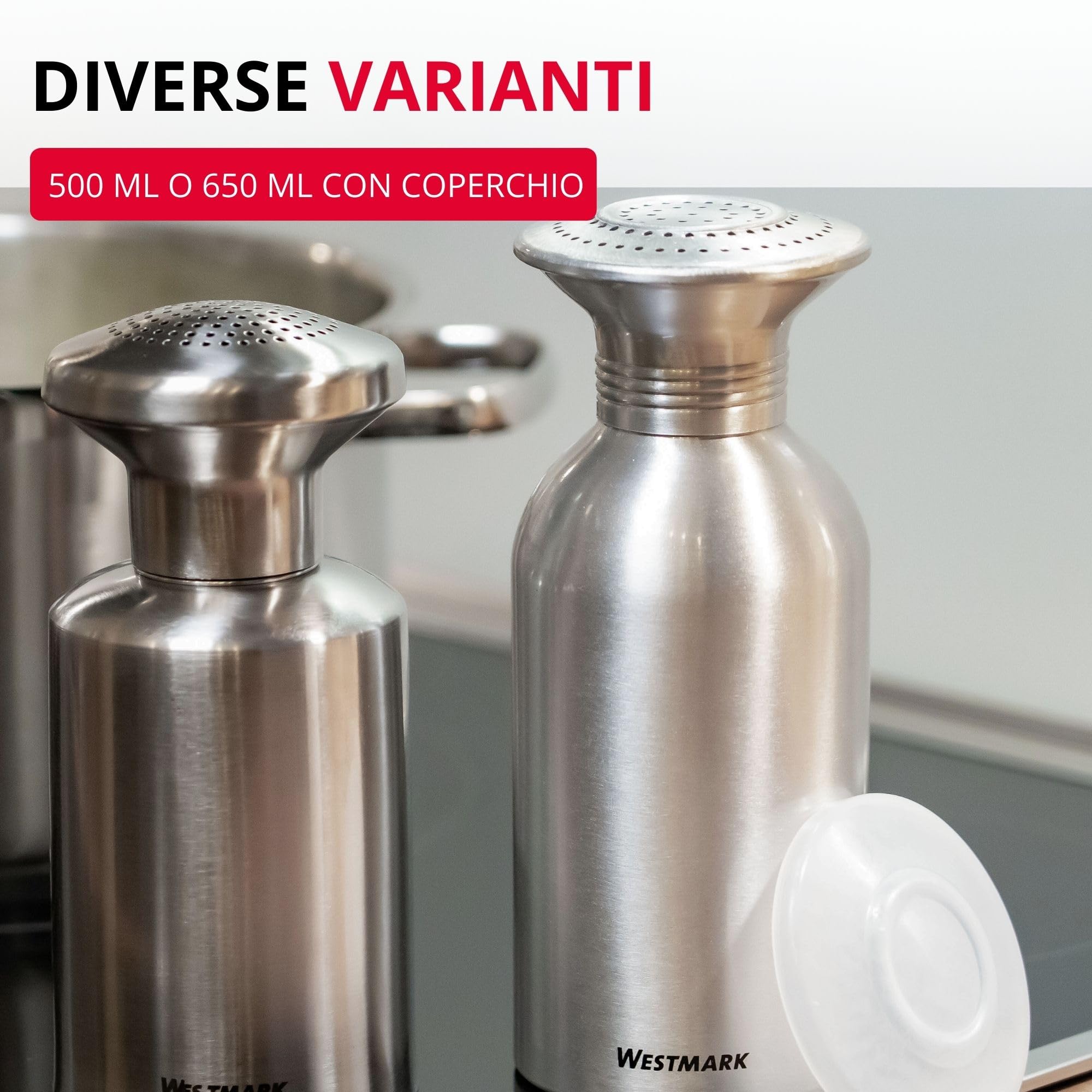 Westmark Alpha gastro saliera – ideale come portaspezie per cucine e catering, sale e zucchero – acciaio inox, 500 ml