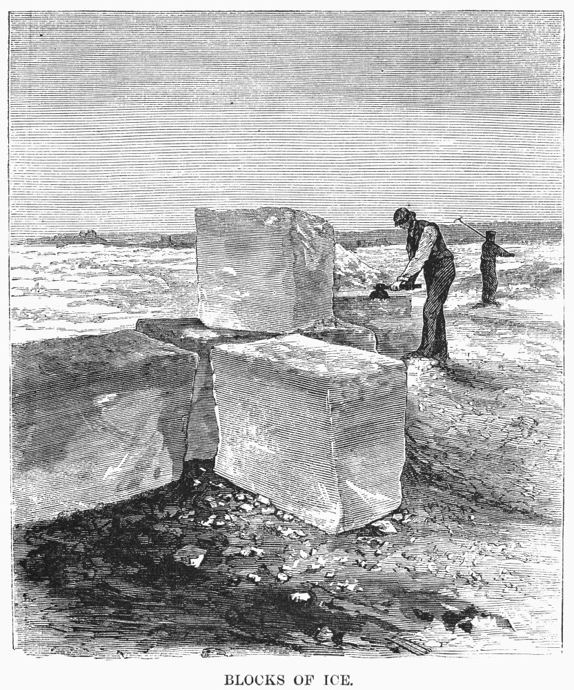 Cutting Ice 1870 Nblocks Of Ice For Refrigertion Cut On A Lake In Minnesota Wood Engraving American 1870 Poster Print by (18 x 24)