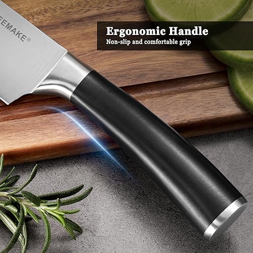 Miniatura 6 de KEEMAKE Juego de bloques de cuchillos de cocina  Bloque de cuchillos con 7 piezas de acero inoxidable de alto carbono ultra afilado 1.4116