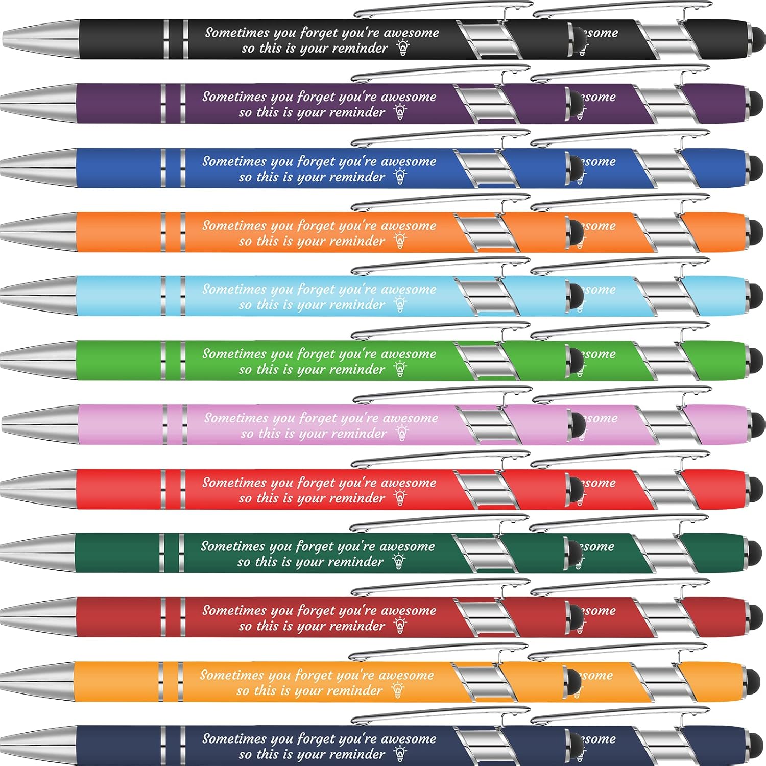 Colarr 24 Pcs Inspirational Pens Bulk Ballpoint with Stylus Tip Pen 1.0 mm Black Ink Smooth Motivational 2 in 1 Ballpoint Supplies Employee Appreciation Gift for Teacher Coworkers (You're Awesome)