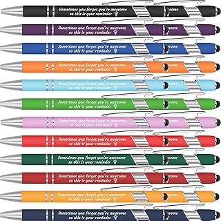 Colarr 24 Pcs Inspirational Pens Bulk Ballpoint with Stylus Tip Pen 1.0 mm Black Ink Smooth Motivational 2 in 1 Ballpoint Supplies Employee Appreciation Gift for Teacher Coworkers (You're Awesome)