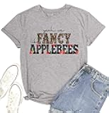 Women's Funny Yeah We Fancy Like Applebees Leopard T-Shirt Cute Country Music Graphic Casual Tees Tops