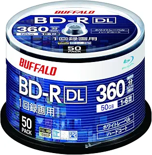 【Amazon.co.jp限定】 バッファロー BD-R 1回録画用 50GB ブルーレイディスク DL 50枚 RO-BR50V-050PW/N