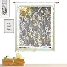 Modern Half Curtain White Semi Sheer Voile Short Curtains Kitchen Privacy Window Curtain Kitchen Living Room 75W x 90H cm