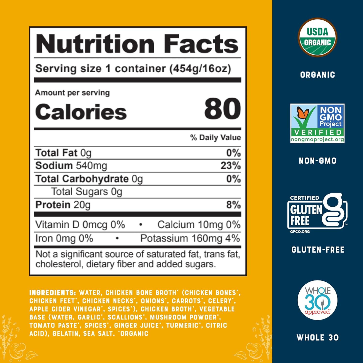 Bare Bones Organic Chicken Bone Broth | Pour w/Pasture-Raised Protein & Collagen for Cooking & Sipping | No Artificial Flavors Non-GMO Gluten & Dairy-Free Keto & Paleo Friendly | 16oz Carton | 8 Pack