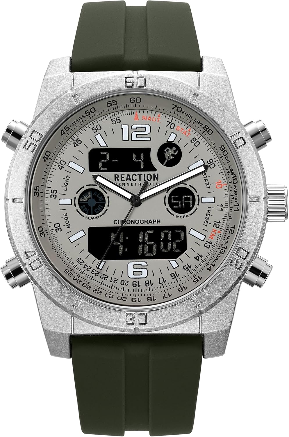 Kenneth Cole REACTION Men’s Ana-Digi Watch – Analog Digital Display, Multi-Function Features, Sport Bezel, Modern Design, Everyday Casual Accessory, Active Lifestyle Fashion Timepiece