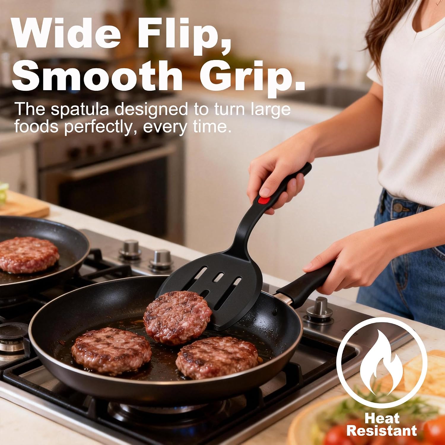 2 Piece Large Silicone Pancake Spatula Turner Set