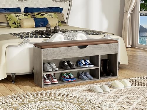 Miniatura 7 de LGHM Banco de almacenamiento de zapatos, banco de entrada con almacenamiento de zapatos, banco de zapatos de 2 niveles para entrada, ideal para