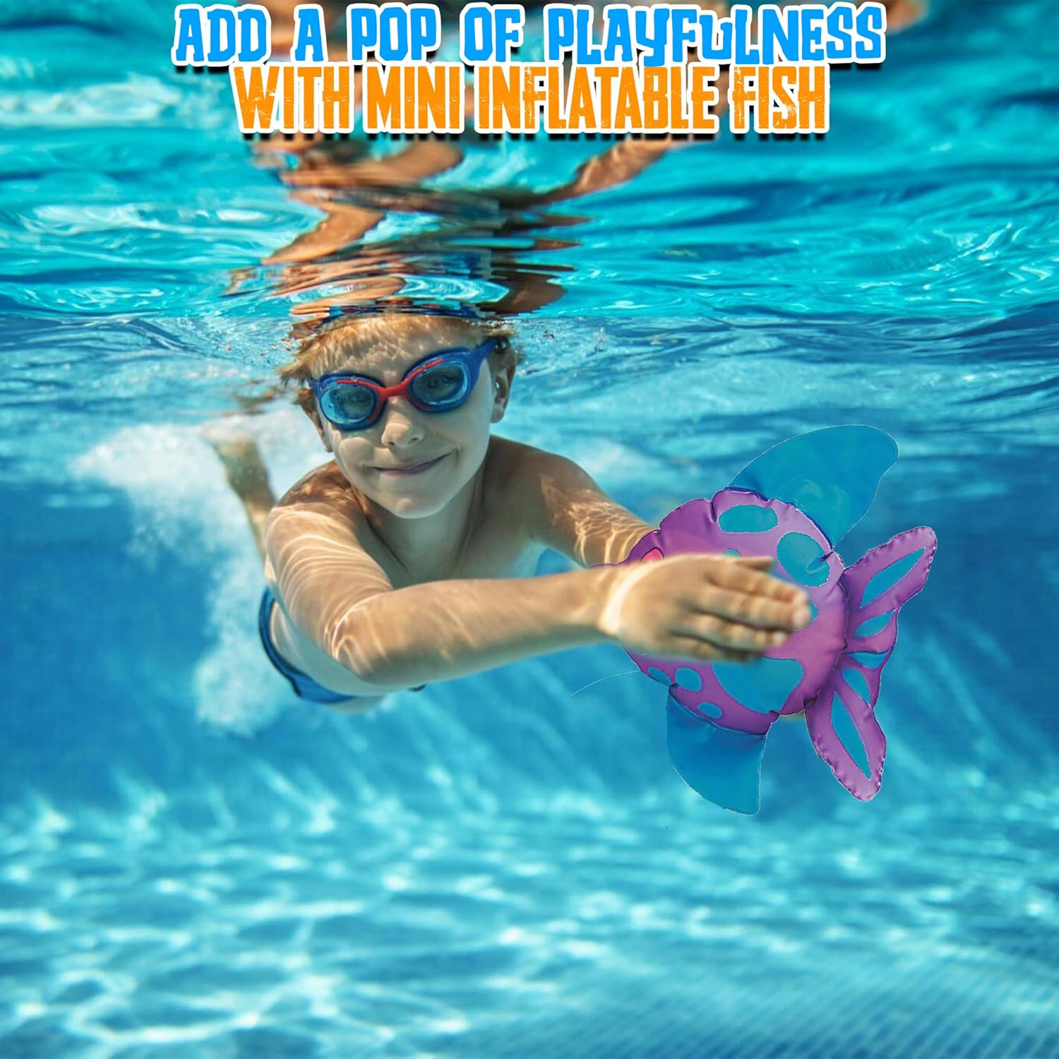 Fun Express Mini Inflatable Fish Pool Toys Set of 12 - Colorful Ocean Animals for Under The Sea Party Decorations | Beach Party Favors & Swimming Pool Games for Kids Summer Water Play