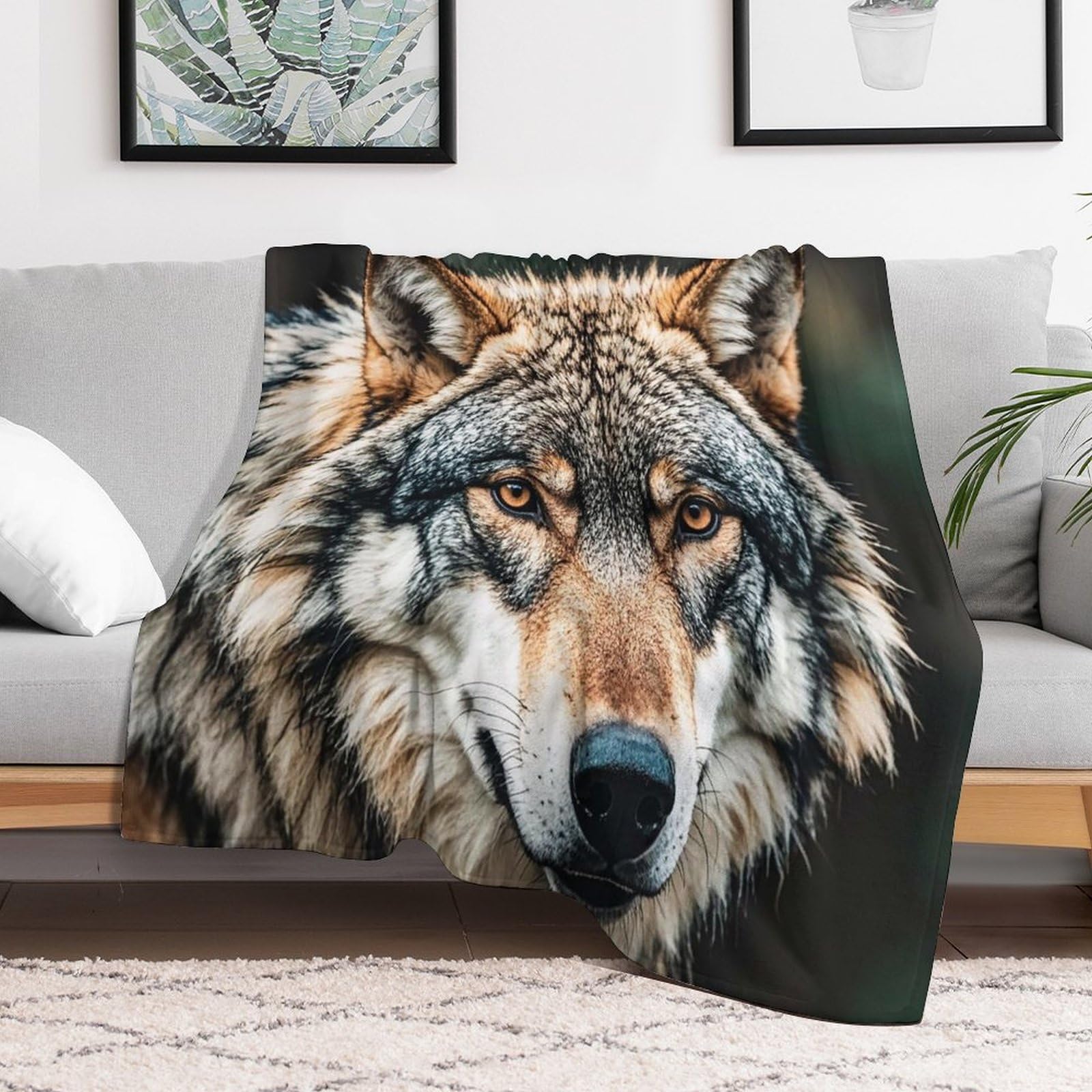 Couverture en micro polaire loups 152x203 cm légère et chaude pour toutes les saisons