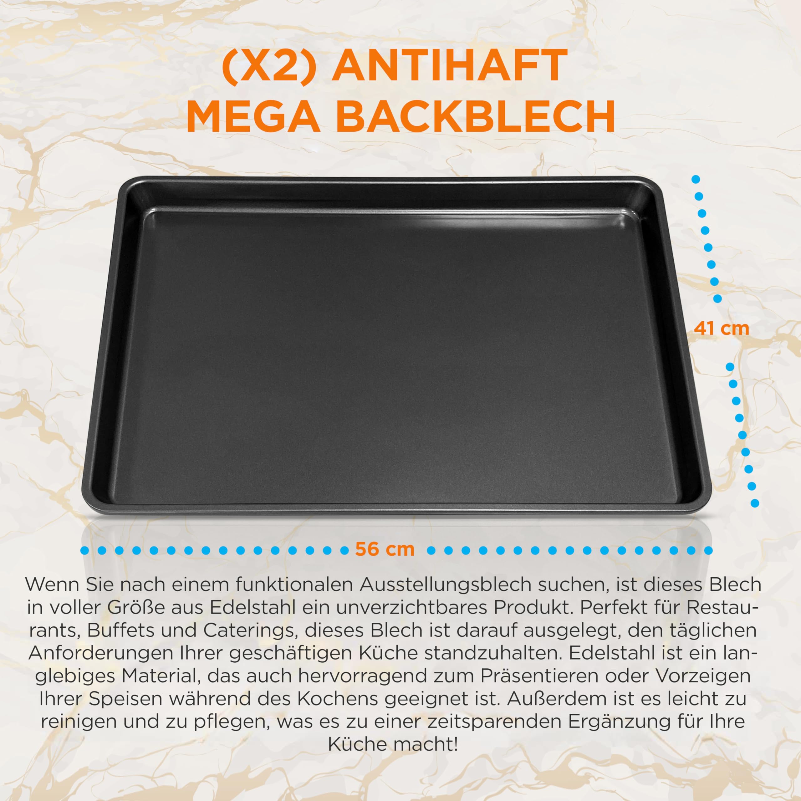 NutriChef XL Backform Backblech Antihaftbeschichtet – Baking Tray, Baking Sheet – Backofenblech 55,6 x 40cm, Backbleche hoher Rand als Kuchenblech, Backblech für Plätzchen, Kekse & Gebäck aus Stahl
