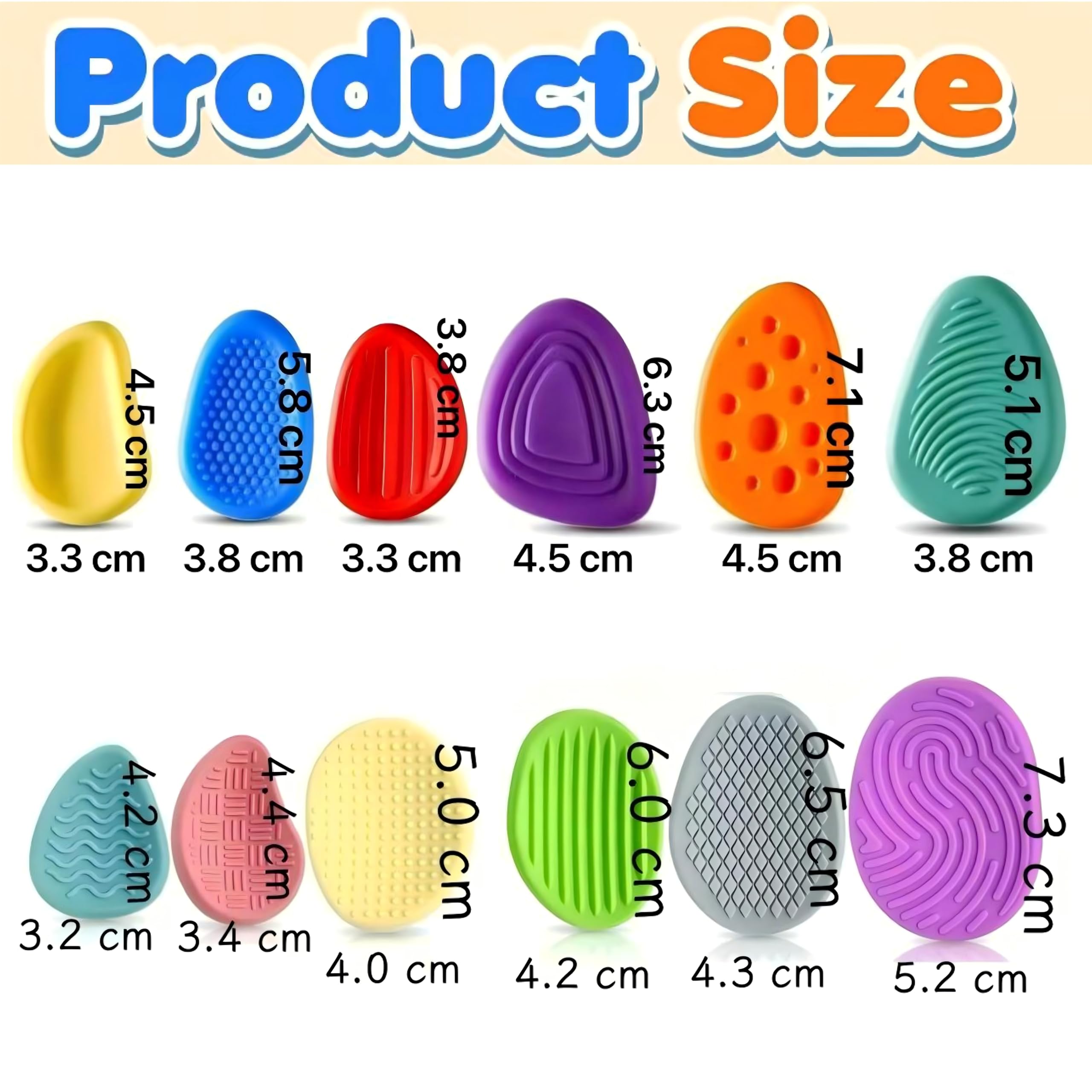 Fidget Toys Sensory Stones, zabawki antystresowe, sensoryczne, antystresowe, teksturowane, dla dzieci z autyzmem, 12 sztuk