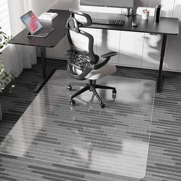 FUNMAT Chair Mat for Carpet, 46" x 60" Desk Chair Mat for Carpeted Floors, Non-Slip Office Vinyl Mat for Carpet with Studded, Easy Glide Heavy Duty Floor Protector Mat for Home Office, Clear