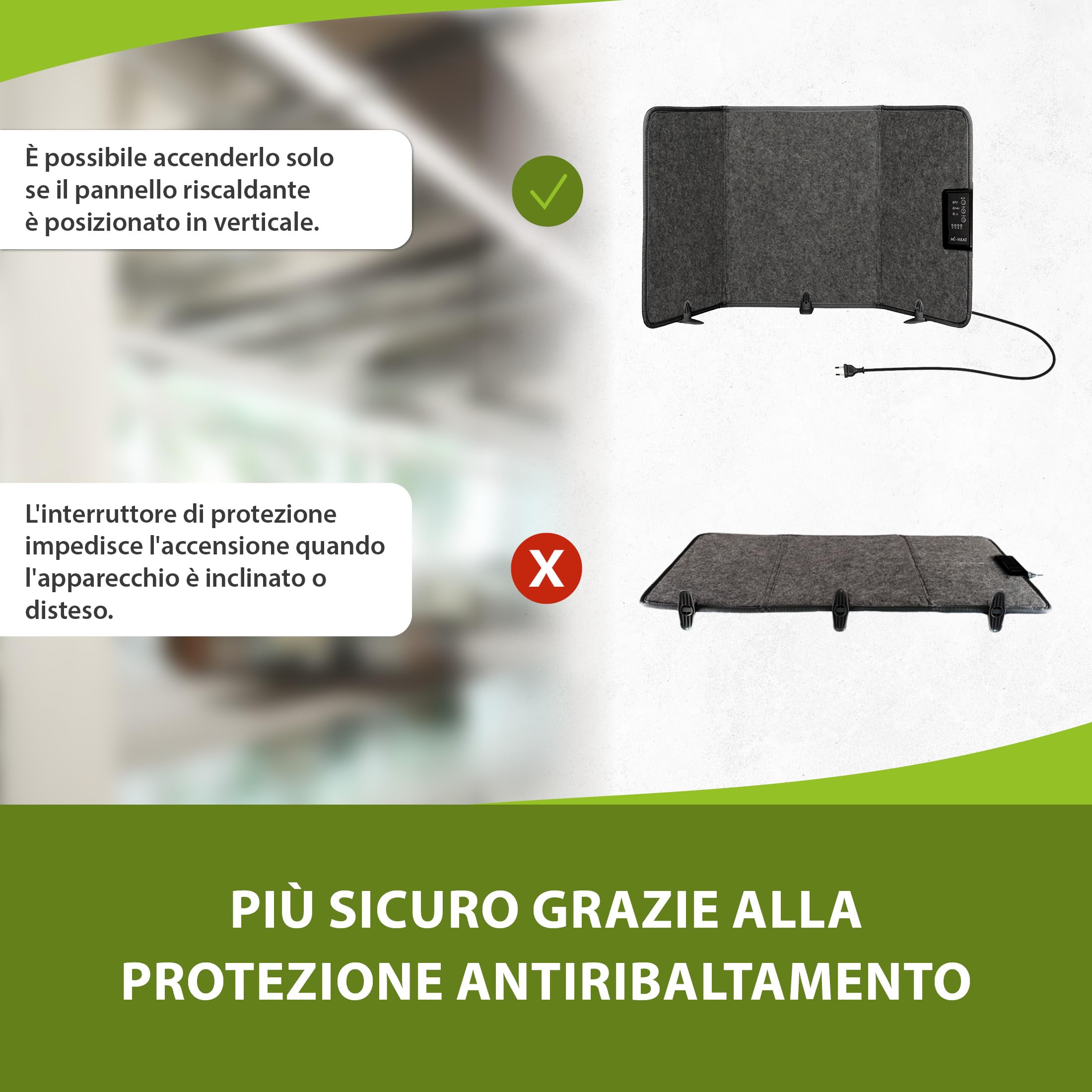Mi-Heat Pannello Infrarossi Riscaldamento Pieghevole (260W) – Stufa Infrarossi per Home Office e Smart Working – Scaldagambe Elettrico Sotto Scrivania con Timer e 3 Livelli, Grigio