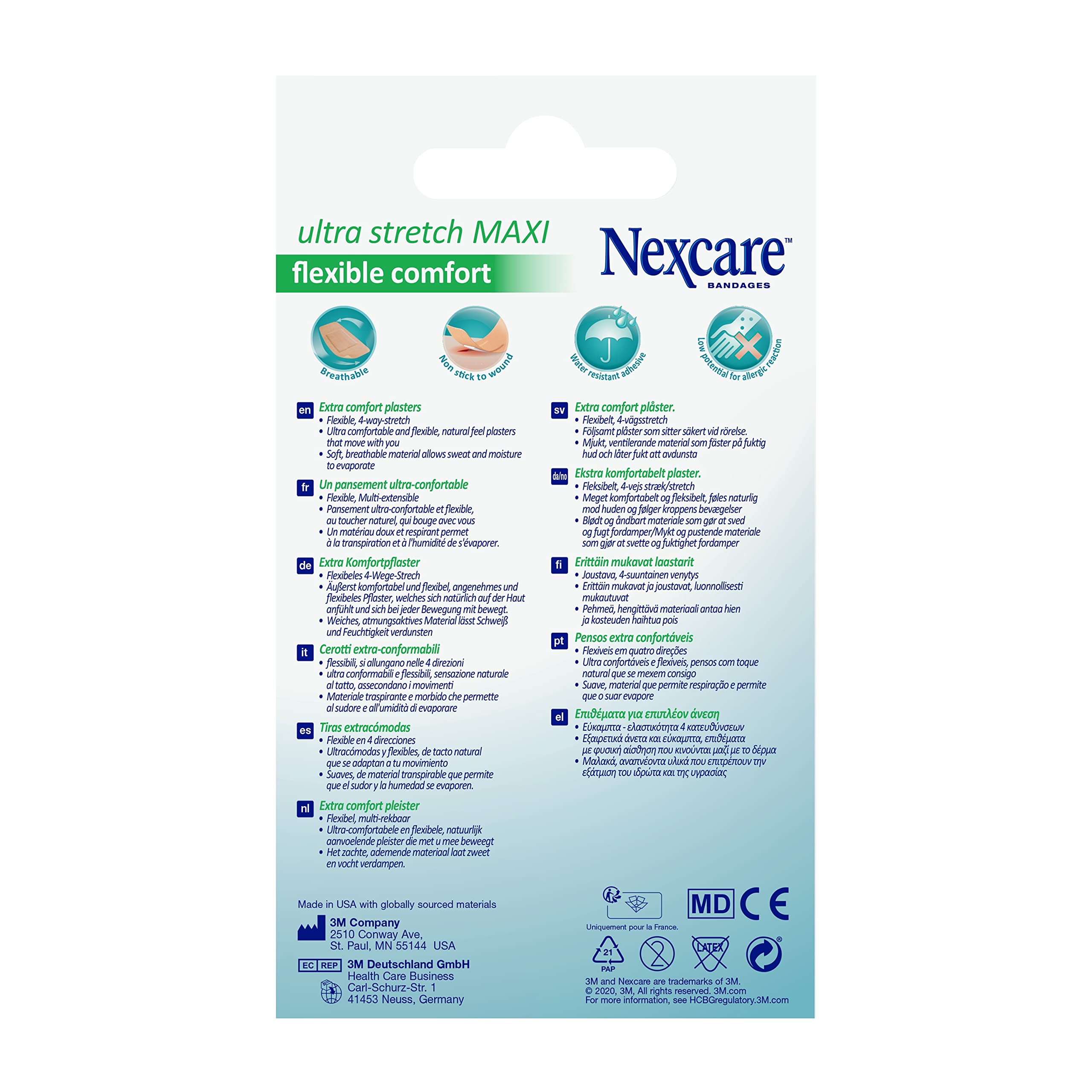 Nexcare Ultra Stretch MAXI Oddychające i wodoodporne Plaster 50 mm x 101 mm, 5 sztuk