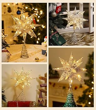 Amazon | Lewondr クリスマスツリートップスター ツリー星