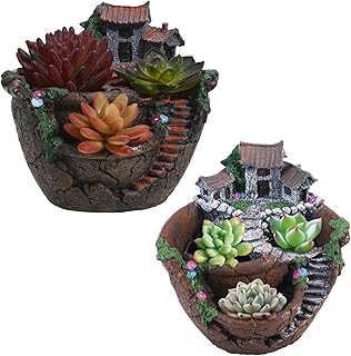 OUNONA Fairy Garden Planter Plants Pot, Pot for Plants,Planter Flower Ti...