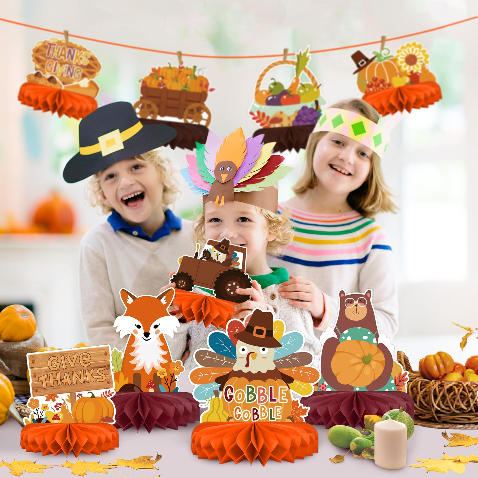 9Pcs Winnie The Pooh Theme 3D Double Side Honeycomb Centerpieces Table Toppers,Cartoon Birthday