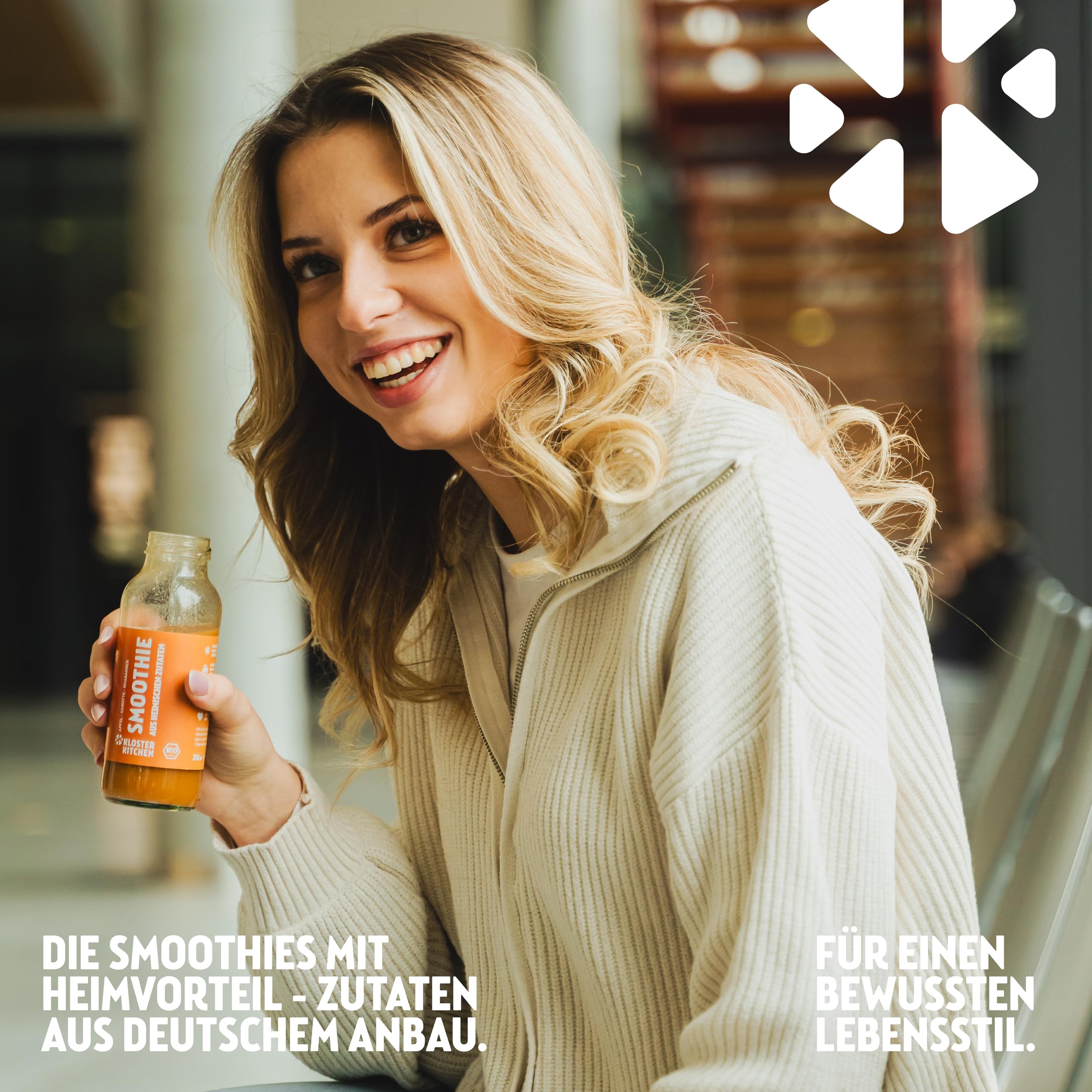 Smoothie bio jaune de Kloster Kitchen Pomme Carotte Rhubarbe 6x 250 ml I Superfood pour le petit-déjeuner vegan I Bouteille en verre à emporter I Superaliment à base d'ingrédients locaux