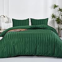 Vista 1 de yundo Boho Duvet Cover Set Queen Size, Striped Textured Duvet Cover Tufted Bedding Set,Ultra Soft Embroidery 3 Piece Duvet Covers for All Seasons 3
