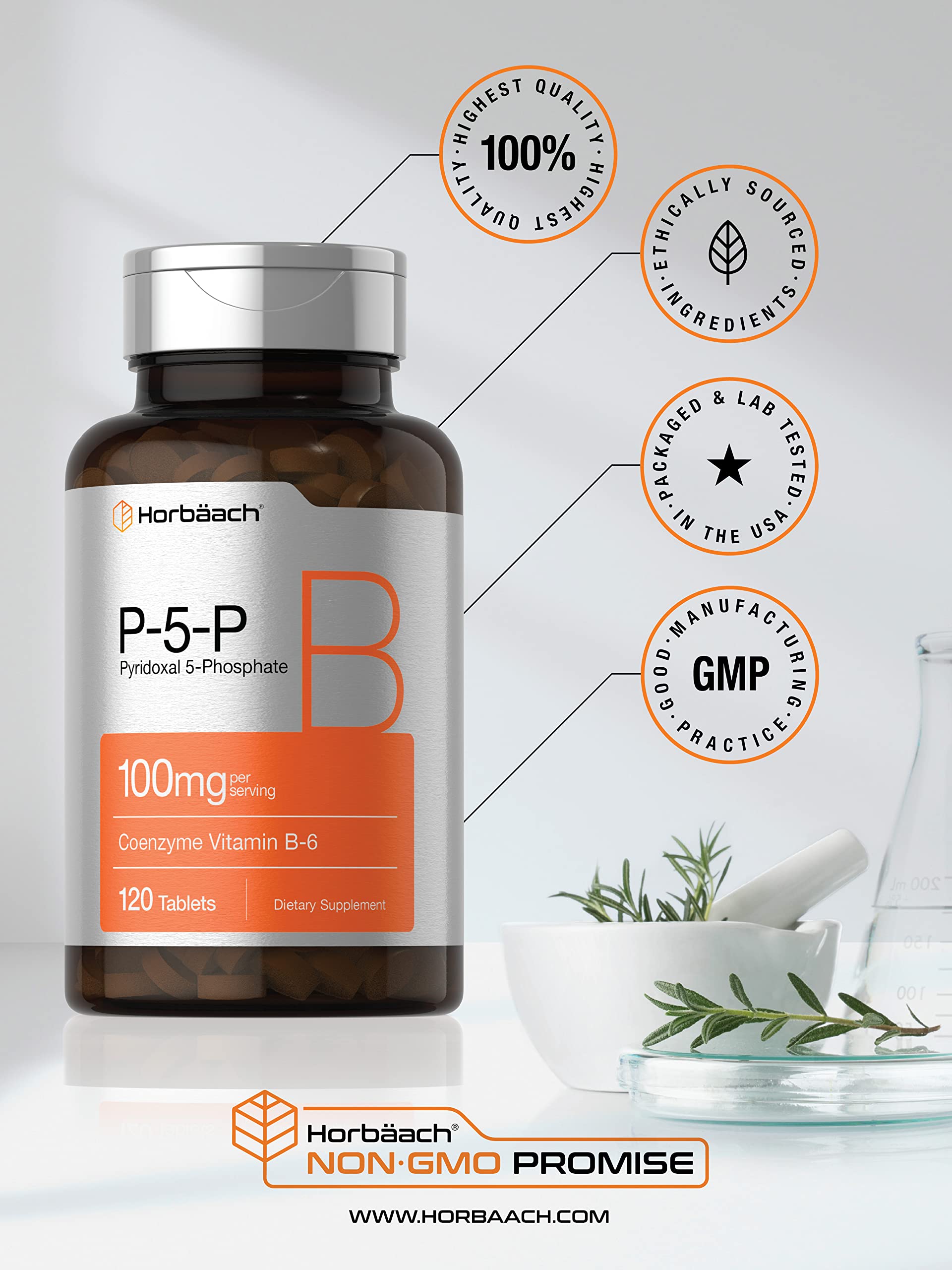Vitamina B6 activada P5P 100 mg 120 tabletas Suple...B07M5HTM7B