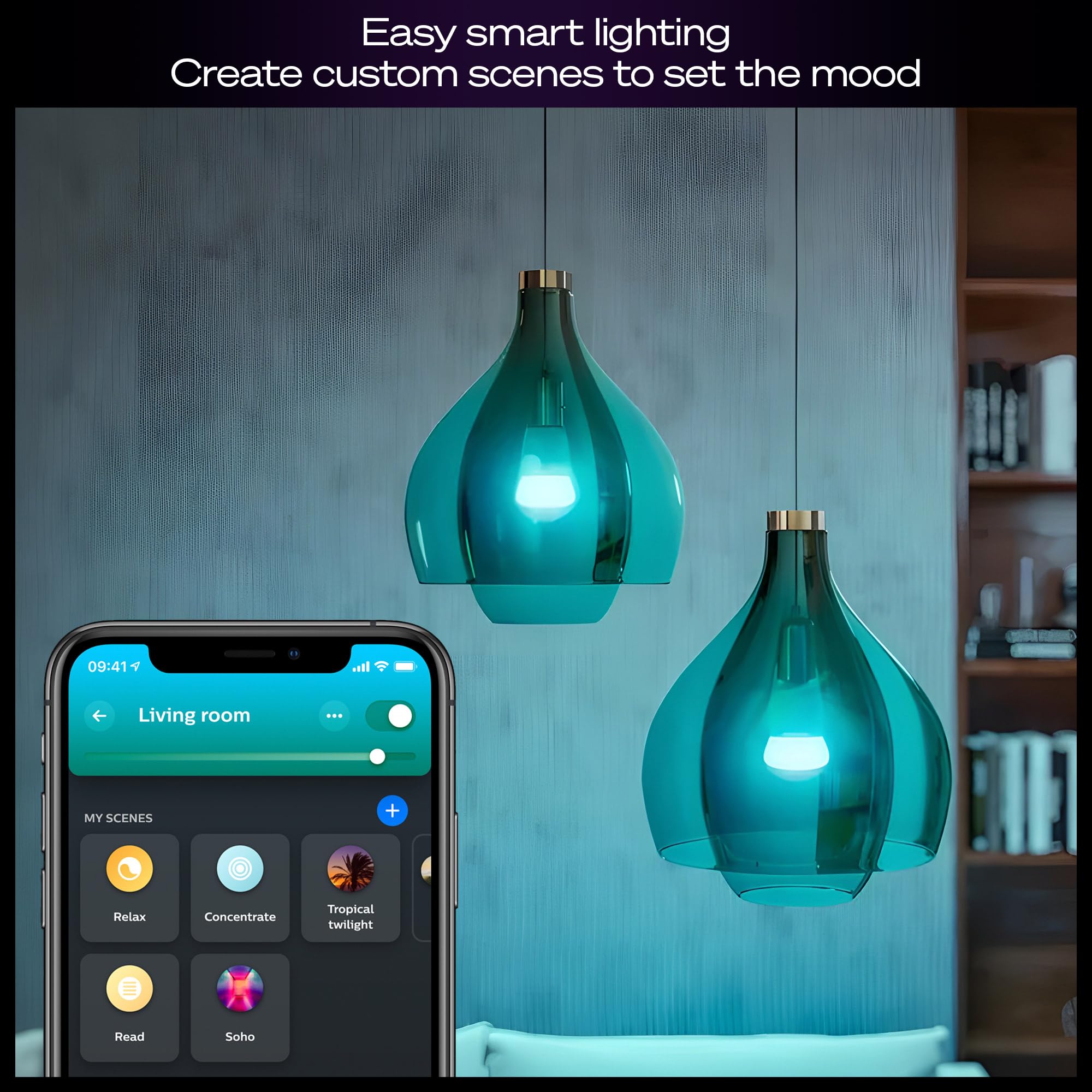 Philips Hue Starter Kit: Bridge Pro + 4 A19 E26 Smart Bulbs, White & Color Ambiance, dimmbar, Smart Light Hub, Works with Apple Home, Alexa, Google, Samsung SmartThings