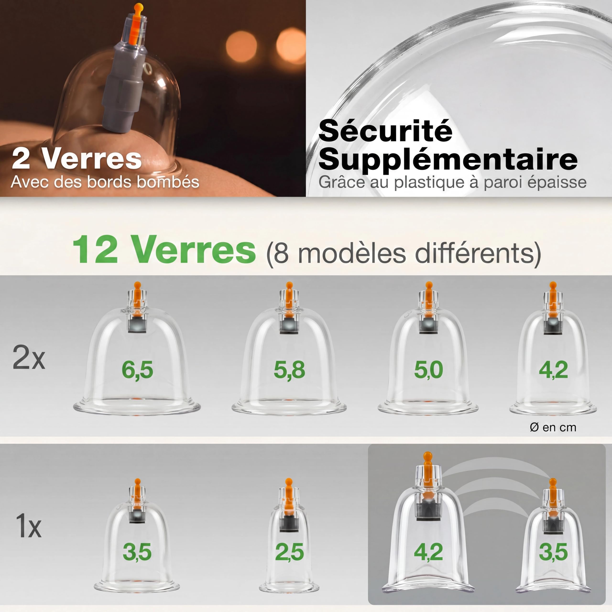 BACKLAxx ® Ventouses thérapeutiques avec pompe à vide | Ventouse massage médicale anticellulite avec aimants (12 pièces) | Cupping ventouse pour visage, dos et corps entier | Kit hijama complet