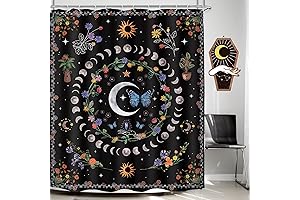 Witchy Hippie Vibes in Your Bathroom: LGhtyro Moon Phase Shower Curtain Set