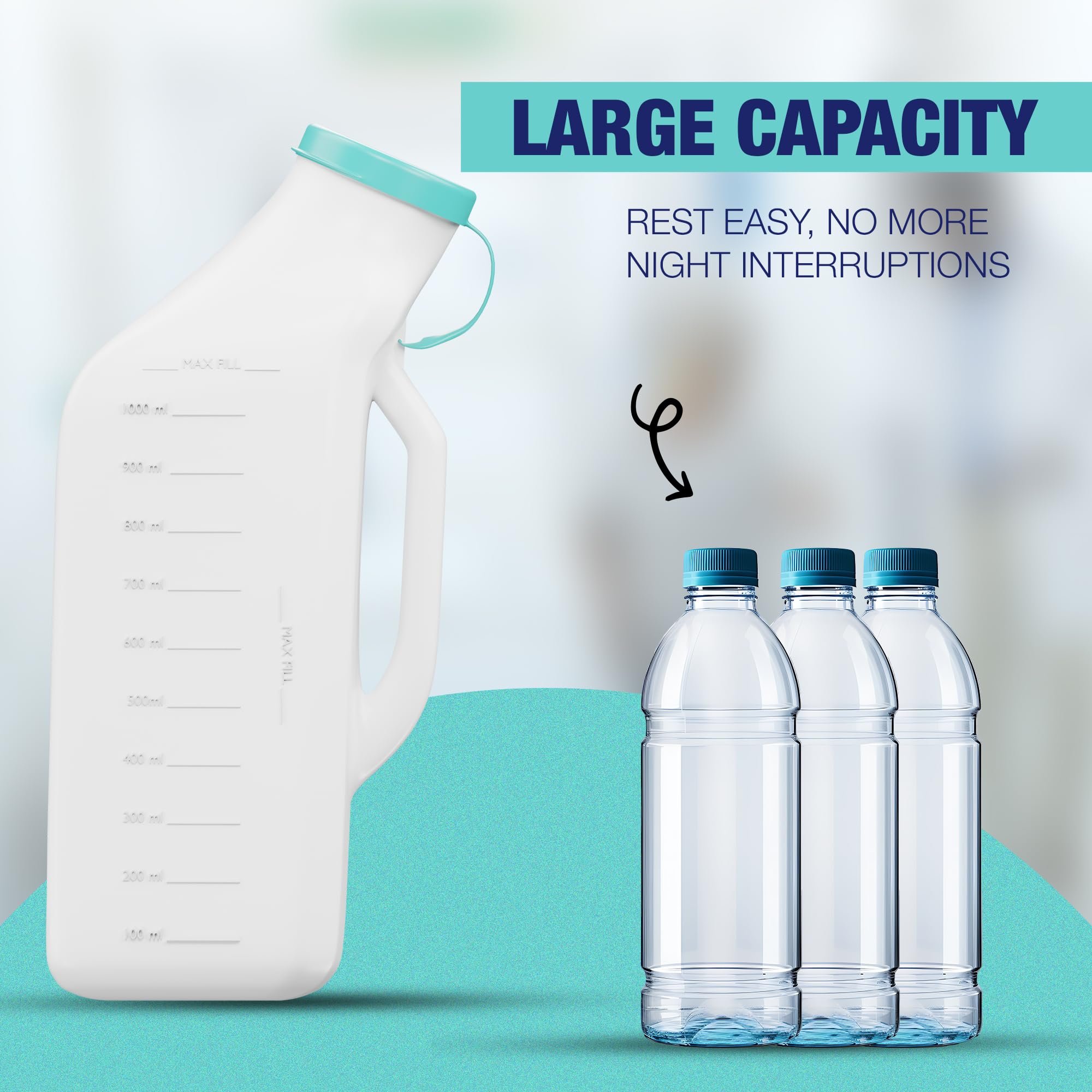 Denus 1000 ml Leak & Smell Proof Urine Bottles Male Spill Proof. Special Male Urine Bottle with Soft Edges - Image 4