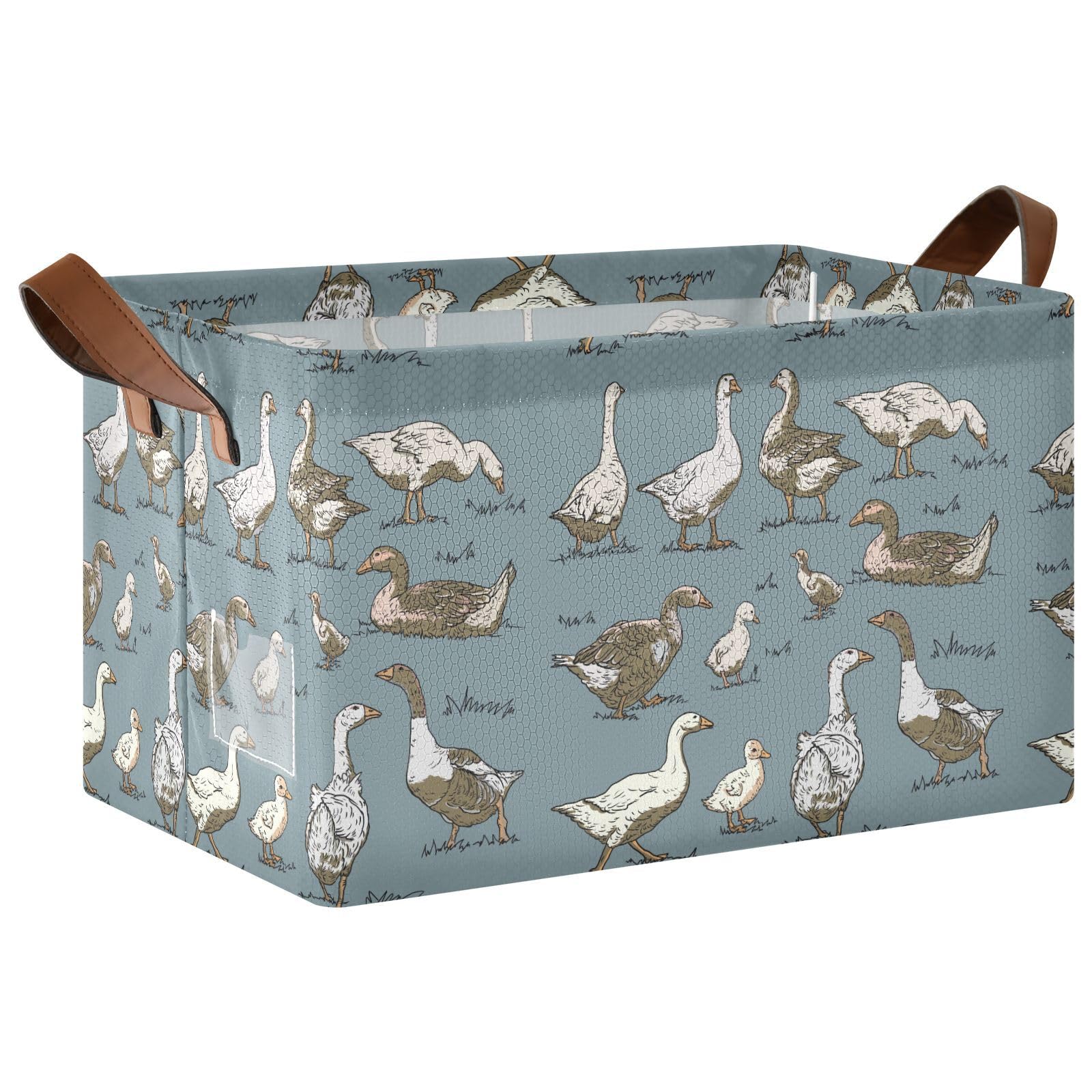 Yasala Shelf Basket Farmhouse Goose Duck Foldable Nursery Storage Bin Organizer Closet Bin with Handle Clothes Container Laundry Hamper Decorative Cube
