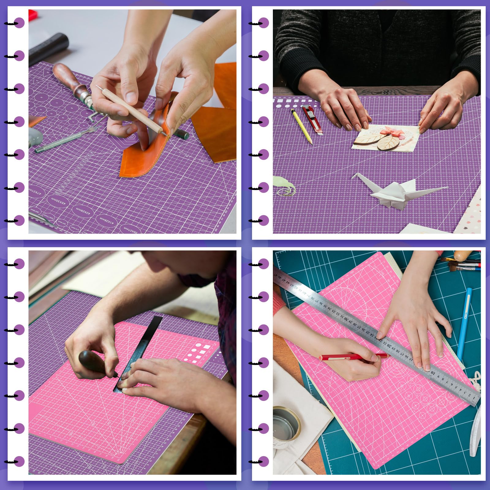 Fulmoon 2 Pcs Self Healing Cutting Mat 18 x 24'' and 9 x 12'' Non Slip