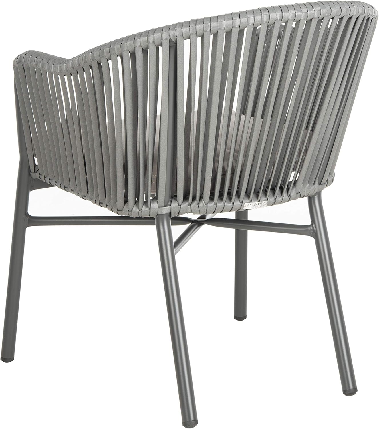 Gray Rope and Wicker Dining Arm Chair with Cushions