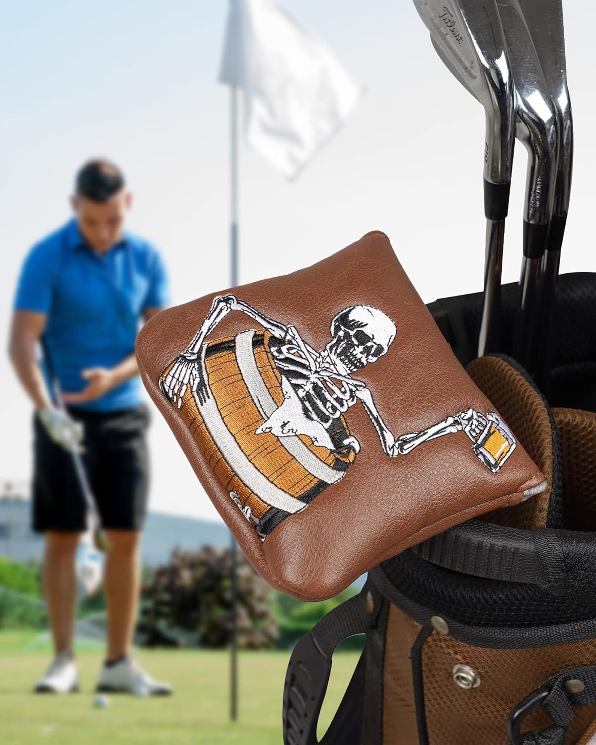 Golf Club Covers Driver Headcover Fairway Head Covers Hybrid Headcover Wood Cover for Taylormade Callaway Premium Pu Leather Woods Headcovers, Golf Club Covers for Men with Interchangeable Tag