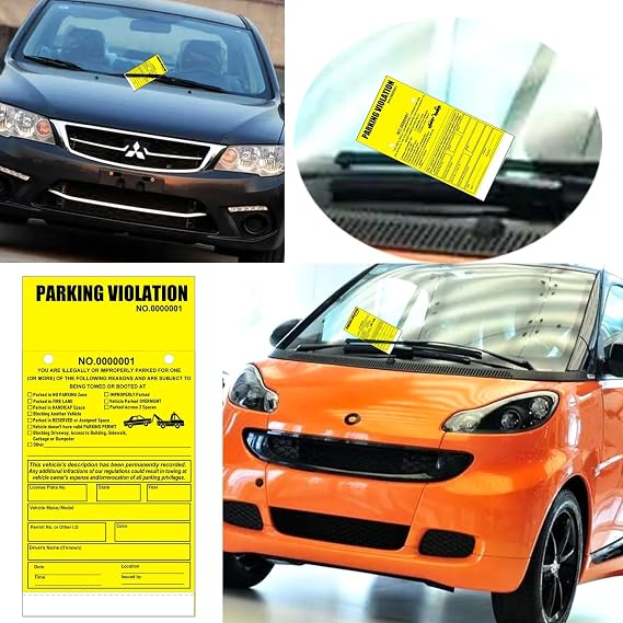 Carbonless Perforated Numbered Parking Violation Warning Sticker Book 5 x 8 Warning Parking Violation Book 50 Pack Parking Violation Ticket Tow Warning Illegally Parked Record Tickets (Yellow)