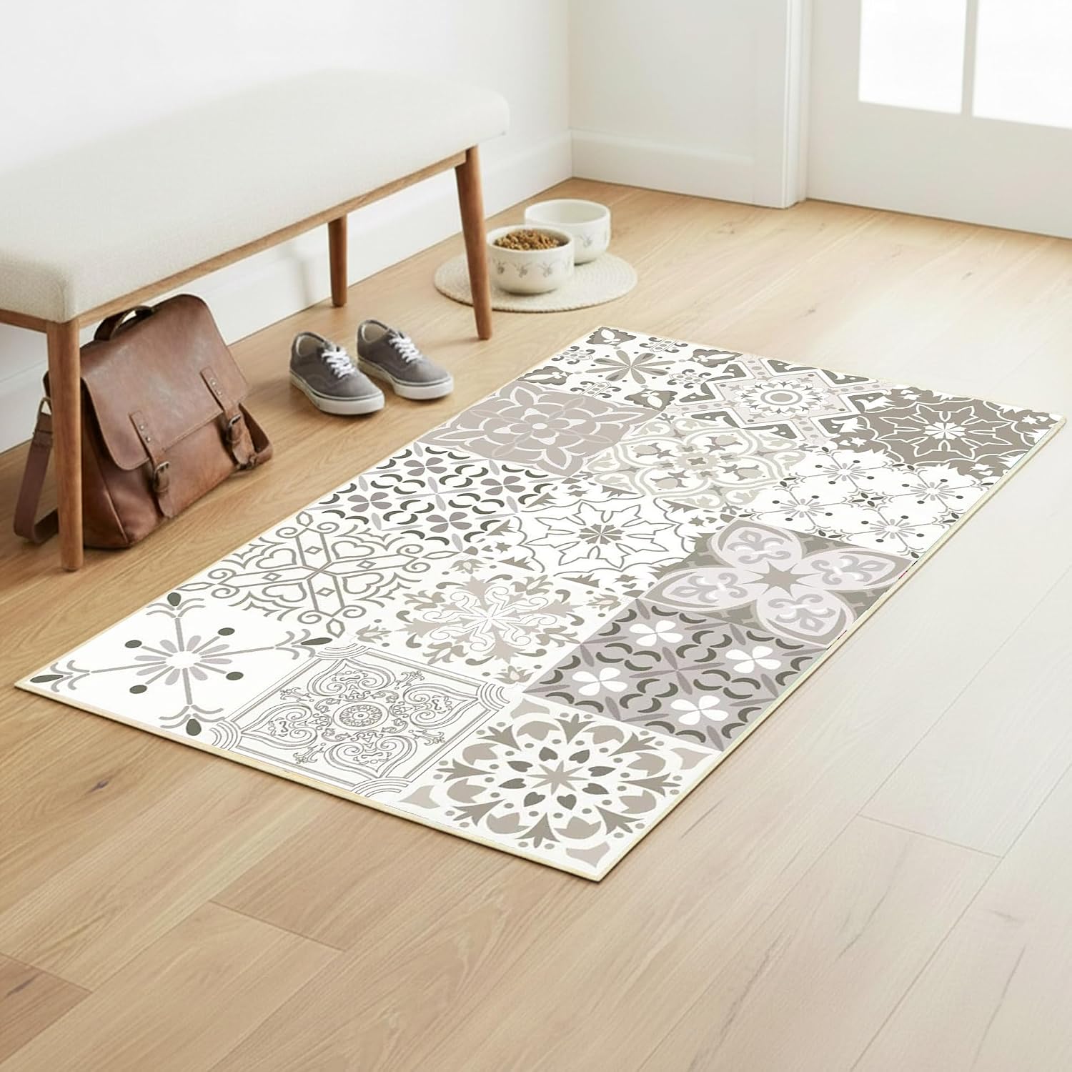 Tapis Vinyle Carreaux de Ciment Gris 60x100 cm