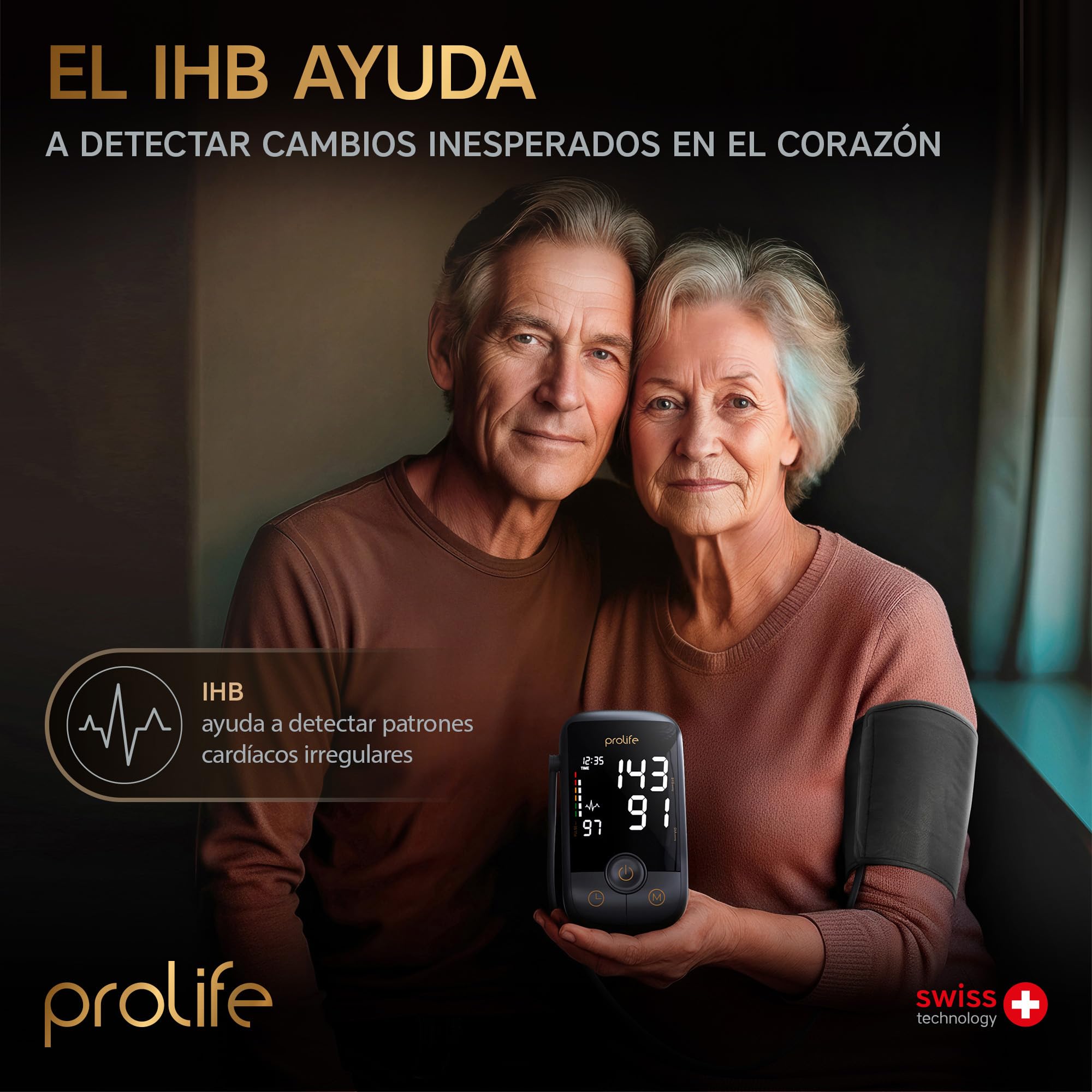 Prolife PA5 Comfort AF – Tensiómetro de Brazo Digital con Detección AFib Smart, Medidor de Tensión Arterial Preciso con Manguito Universal y Adaptador