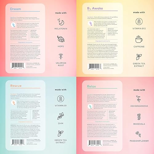 Miniatura 2 de The Good Patch The Vital Patch - Paquete mixto de parches variados incluye B12 Awake, Dream, Rescue and Relax (16 parches en total)