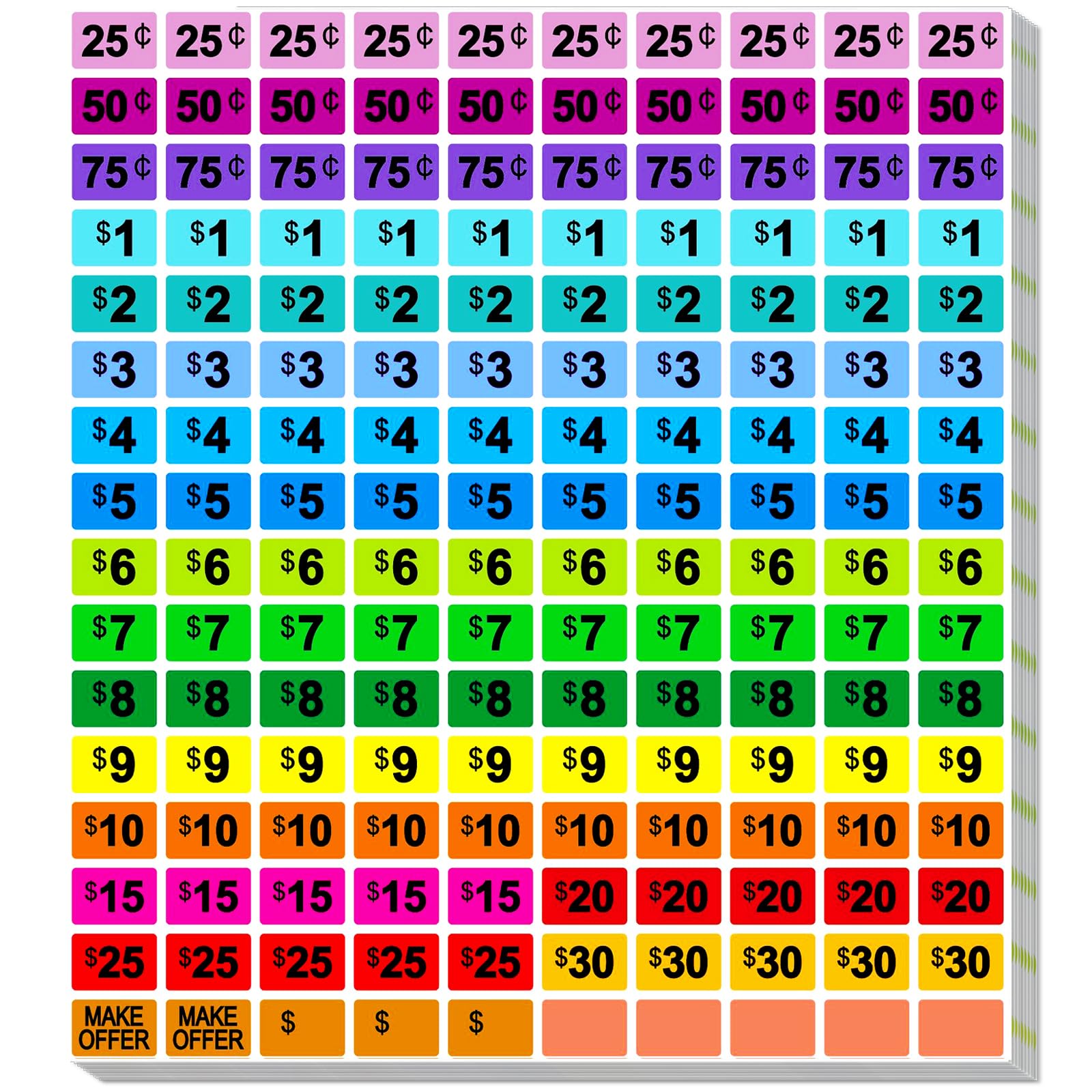 Garage Sale Stickers, 2400 PCS 3/4 Inch*1/2 Inch Price Stickers for Yard Sales, Flea Markets, County Fairs & Retail Use, Pricemarker Labels, Colorful Price Tags